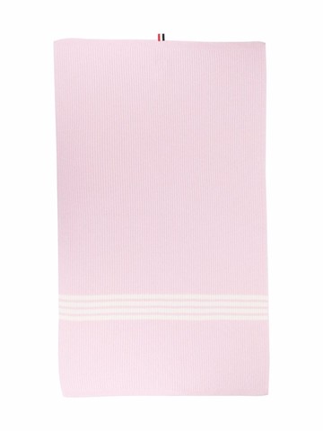 Thom Browne Kids - 4-Bar ribbed-knit wool blanket - kids - Cashmere/Wool - One Size - Pink