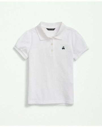 Brooks Brothers Girls Cotton Pique Polo Shirt | White | Size 14