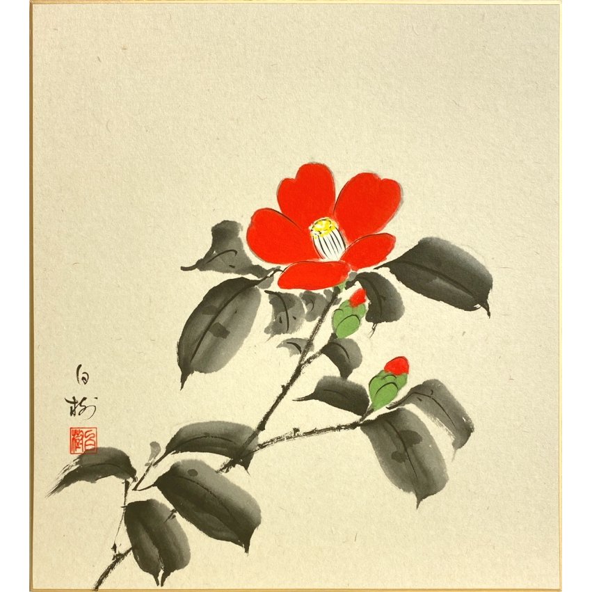 日本画 椿