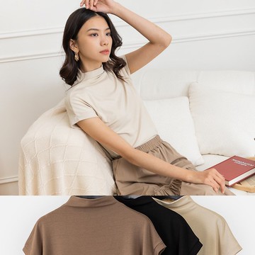 【MEDUSA】百搭小高領短袖內搭上衣-3色(F) | 休閒上衣 素面內搭
