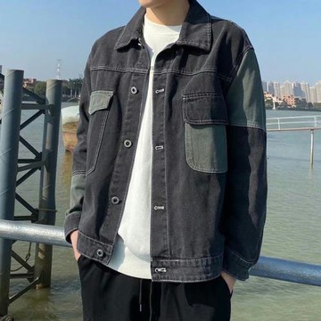 痞帥春秋款潮流上衣牛仔褂工裝