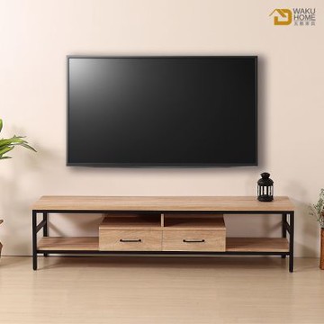WAKUHOME 瓦酷家具格萊斯原切木輕工業風6尺電視櫃-寬180.8*深45*高46.5