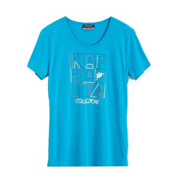 KAPPA義大利女吸濕排汗速乾彩色短袖衫 亮湖綠