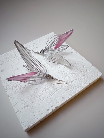 人魚舞會 粉 魚尾垂墜式樹脂耳環