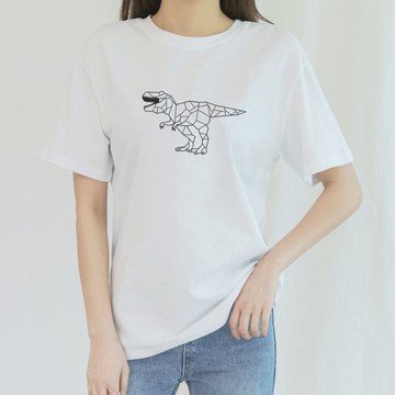 Dino Geometric T Rex 短袖T恤 白色 (現貨)幾何恐龍暴龍圖案印花