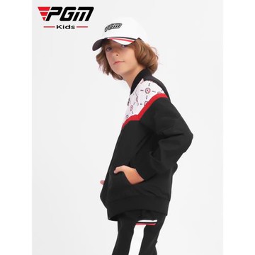 PGM 兒童高爾夫衣服秋冬季男童拉鏈立領外套防風青少年運動服裝