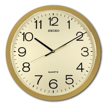 SEIKO 精工 / 40cm 大尺寸 數字刻度 掛鐘 - 米白x金框 ＃QXA041A /SK048