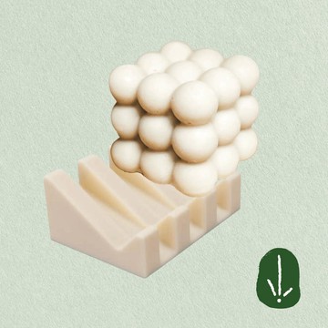 【綠印生活】茶樹玉珠家事皂+矽膠皂盤 (象牙白)