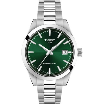 TISSOT 官方授權 GENTLEMAN 鈦游絲動力80紳士腕錶/綠/38cm/T1658071109100