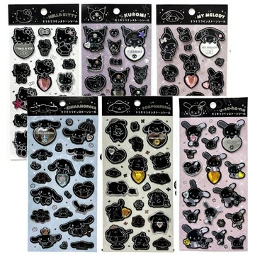 小禮堂 Sanrio 三麗鷗 水鑽造型貼紙組 (時髦黑白風格系列) Kitty 大耳狗 酷洛米 布丁狗