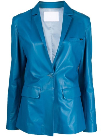Drome - single-breasted leather blazer - women - Viscose/Polybutylene Terephthalate (PBT)/Lamb Skin - XS - Blue