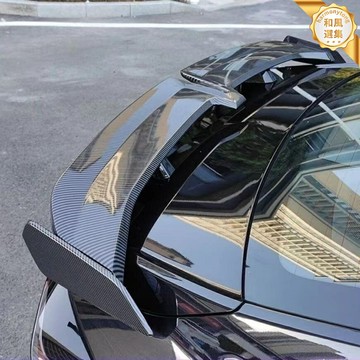 【免打孔安裝】汽車尾翼 通用尾翼 改裝尾翼 跑車尾翼 海鷗翼 三廂車尾翼 碳纖維紋理 ABS材質 高速下壓力 運動裝飾配件
