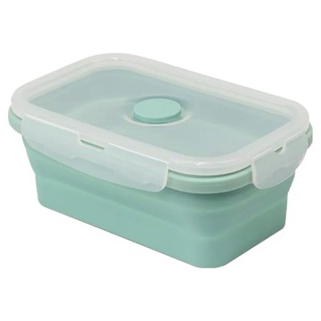 超大環保矽膠折疊便當盒 1.6L 藍色  1個