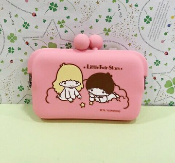 【震撼精品百貨】Little Twin Stars KiKi&LaLa 雙子星小天使 雙子星矽膠零錢包-粉#77376 震撼日式精品百貨