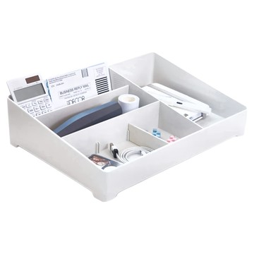 Litem 里特 一目了然桌上收納盒 簡約設計 可調整分隔片 輕巧方便  象牙白  1個