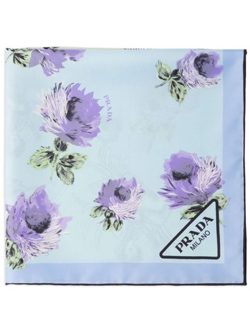 Prada - graphic-print silk twill scarf - women - Fabric - One Size - Blue