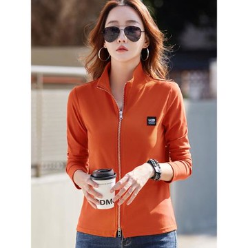 秋季加絨衛衣女外套純棉薄款立領拉鏈開衫女秋冬加厚運動休閑上衣