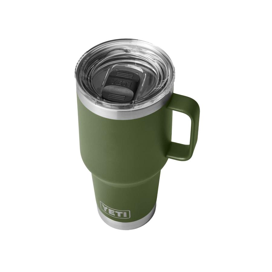 YETI Rambler 30オンス トラベルマグ ストロングホールド蓋付き 真空断熱 ステンレス製、ハイランズオリーブ