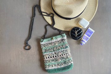 手工編織包 手機包 肩背包 側背包 斜背包 - 綠色復古包