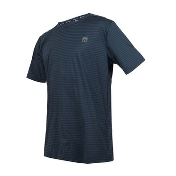 FIRESTAR 男彈性圓領短袖T恤-慢跑 路跑 涼感 運動 上衣 反光 D3229-98 深藍銀