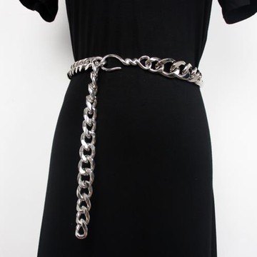 個性朋克街頭粗鏈條褲鏈女歐美嘻哈金屬腰鏈搭配連衣裙襯衣腰帶潮