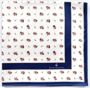 Royal Doulton 古董手帕 花卉 玫瑰 藍色 21 x 20.5 英吋