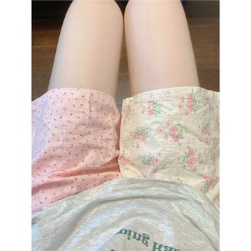 韓版ins風少女甜美碎花睡褲女夏季2025新款大碼居家褲短褲休閑褲