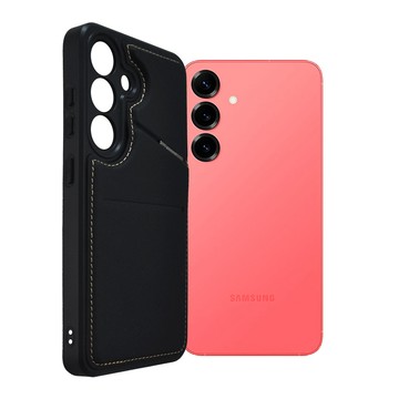 Metal-Slim Samsung Galaxy S25 多功能仿卡夾膚感磁吸支架防摔手機殼