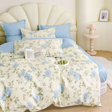 Ania Casa 藍香語調 雙人三件式 100%精梳棉 台灣製 床包枕套純棉三件組