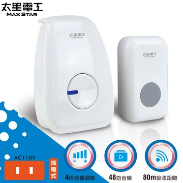 (福利品)【太星電工】SKANDIA 大音量簡約音樂門鈴/插電式 XDRA298(無包裝) (5折活動)