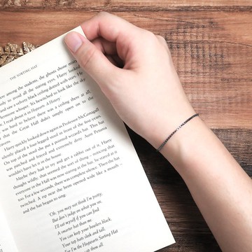 刻字訂製 純銀 極細版 威尼斯手鍊 復古黑(1.3mm) 925純銀手鍊