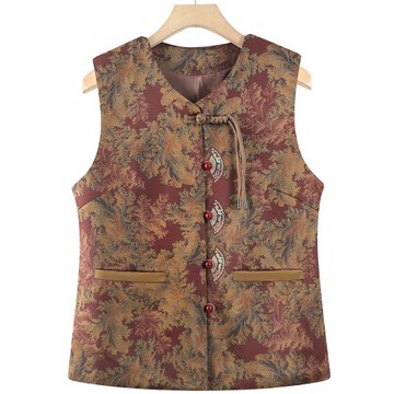 奶奶春裝新款國風馬甲盤扣中老年女裝媽媽外套上衣老太太背心媽媽