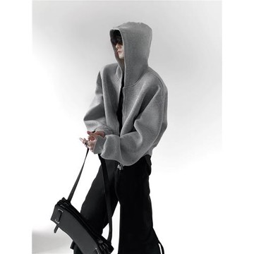 秋山風/韓國重磅空氣層拉鏈衛衣外套男cleanfit高級感連帽開衫春