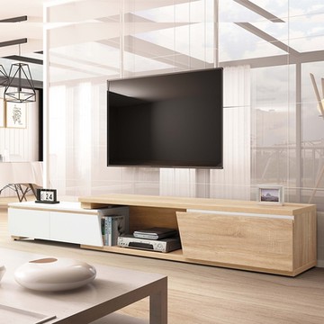 Boden-歐格6尺三抽伸縮電視櫃/長櫃/視聽櫃(梧桐色-寬180~250公分)-250x40x41cm