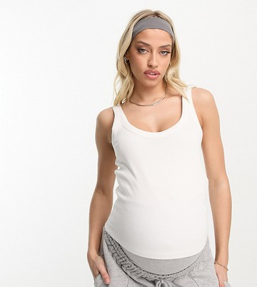 ASOS DESIGN Maternity super scoop vest in rib in white