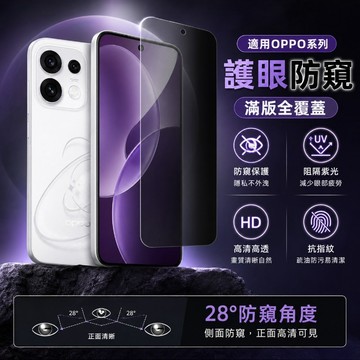 護眼 防窺 晶盾玻璃 滿版 熒幕貼 適用OPPO Find X9 Reno 16 15 14 13 12 Pro 保護貼
