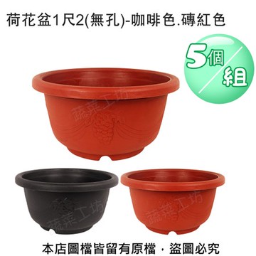 荷花盆1尺2(無孔)-咖啡色.磚紅色 5個/組磚紅色