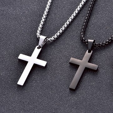 《316小舖》新品特價【F612】(優質鈦鋼項鍊-歐美吊牌嘻哈鈦鋼男士十字架項鍊光面項鍊銀項鍊金項鍊黑項鍊男款十字項鍊)