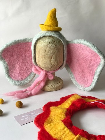 小飛象耳朵頭帶，新生兒道具。啞巴道具。大像小飛象帽