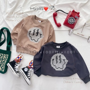 🌈✨mix1001 方塊拼圖微笑上衣✨兒童小方格拼圖🧩上衣 5-17