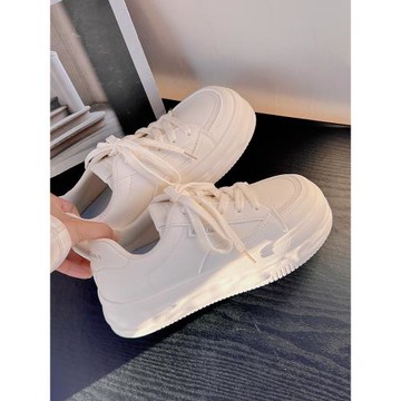 韓版百搭奶fufu小白鞋女秋冬新款小眾設計感女鞋厚底配裙子板鞋潮