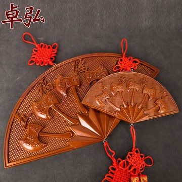 卓弘泰山桃木斧子五福臨門掛件木雕斧頭扇形掛件大小號客廳玄關