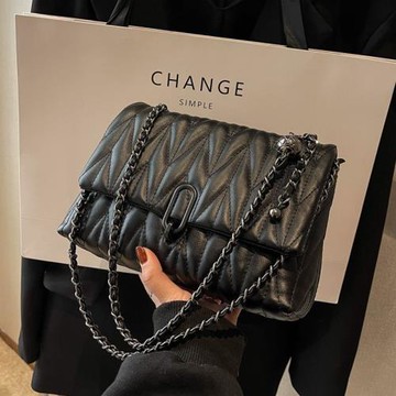 菱格鏈條包包2023新款通勤女包流行百搭斜挎包網紅爆款單肩小方包