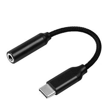 Timo Type-C 轉3.5mm接頭 音源轉接線/耳機轉接頭 (採用DAC芯片)-黑色