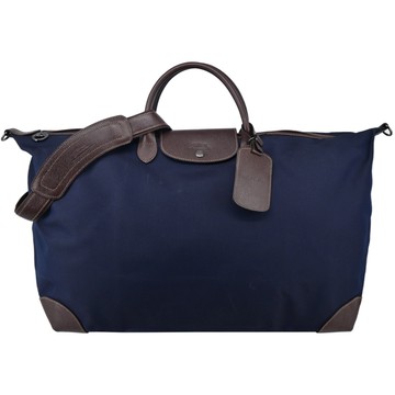 LONGCHAMP BOXFORD系列帆布兩用水餃旅行袋(附鎖頭/中/深藍)