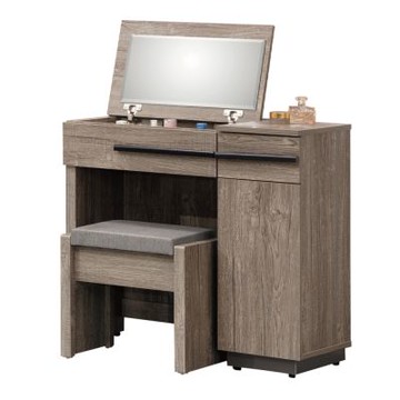 文創集 美瑟2.7尺上掀式鏡面鏡台組合(含化妝椅)-80x41x77cm免組