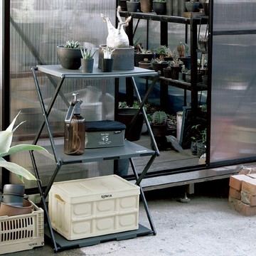 日本 SLOWER 折疊變形置物桌架 - 沙色