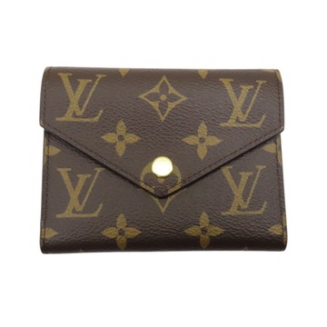 【二手名牌BRAND OFF】LOUIS VUITTON 路易威登  棕色 原花 PVC塗層帆布 Victorine 三折 短夾 M41938