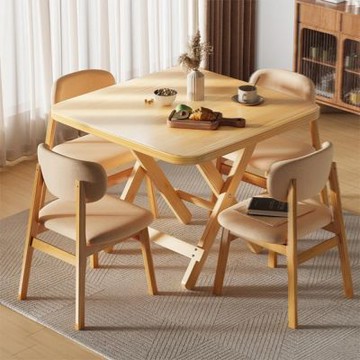 【匠藝家居】免安裝實木折疊桌  加厚松木 防水防潮 餐桌 擺攤桌 方桌 圓桌 飯桌 90*90*72cm