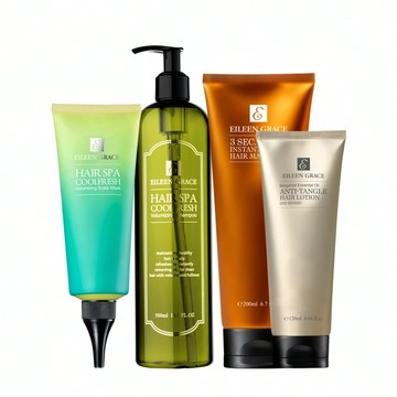 髮根豐盈沁涼頭皮敷膜150ml*1+髮根豐盈沁涼精油SPA洗髮精500ml*1+3秒瞬間修復護髮膜(需沖洗)200ml*1+佛手柑絲緞光護髮乳(免沖洗)120ml*1